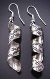 Silver Navajo Handstamped Swirl Earrings by Florence Tahe 5A30G