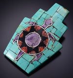 Turquoise Multistone Santo Domingo Inlay Turtle Brooch by Ray Rosetta 5B06B