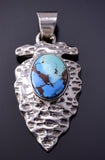 Golden Hills Turquoise Silver Arrowhead Pendant by Darrell Wylie - 4L25X