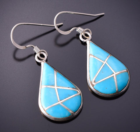 Silver & Turquoise Zuni Inlay Earrings by Laurie Kallestewa 4F04Z
