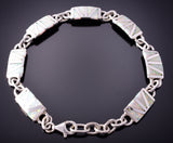 Silver & Opal Zuni Inlay Link Bracelet by Wilfred Siutza 4D15Y