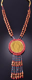 Vintage Leather Beaded w/ Juniper "Ghost Bead" Native American Necklace 4F04M