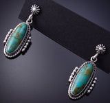 Silver & Turquoise Navajo Concho Top Earrings by Verley Betone 4H27G