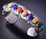 Silver & Turquoise Multistone Navajo Handmade Bracelet 4K10K