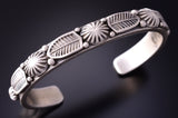Silver Matte Finish Eagle Feathers Navajo Bracelet by Erick Begay 4C29P