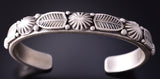Silver Matte Finish Eagle Feathers Navajo Bracelet by Erick Begay 4C29P