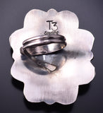 Adjustable Silver & White Buffalo Turquoise Navajo Handmade Ring Tia Long 5A30A