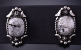 Silver & White Buffalo Turquoise Navajo Handmade Earrings James Manygoats 5A30J