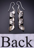 Silver Navajo Handstamped Swirl Earrings by Florence Tahe 5A30G