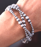 3-Strand Silver Navajo Pearls Wrap Bracelet by Vangie Touchine 4E28M