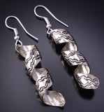 Silver Navajo Handstamped Swirl Earrings by Florence Tahe 5A30G