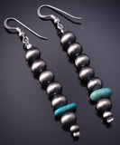 Silver & Turquoise Navajo Pearls Stacked Earrings by Vangie Touchine 5A30U