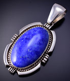 Silver & Lapis Navajo Handmade Round Pendant 4K10B