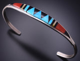 Silver & Turquoise Multistone Zuni Inlay Bracelet by Cena Weebothee 4M16R