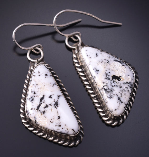 Silver & White Buffalo Turquoise Navajo Earrings by Judith Dixon 5B06T