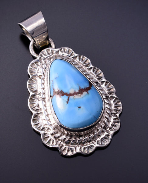 Golden Hills Turquoise Silver Pendant by Tom Francisco - 4L25T