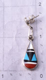 Silver & Turquoise Multistone Zuni Inlay Earrings by Delberta Boone 5A30W