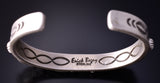 Silver Matte Finish Eagle Feathers Navajo Bracelet by Erick Begay 4C29R
