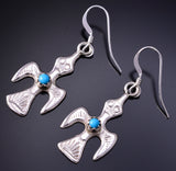 Silver & Turquoise Navajo Handmade Waterbird Earrings by Lorraine Chee 4J02V