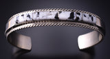 Silver & White Buffalo Turquoise Navajo Inlay Bracelet by Francine Yazzie 5A30C