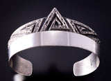 Silver Tufacast Navajo Handmade Mountains Bracelet by Kevin Yazzie 4F23V