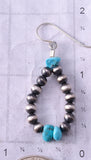 Silver & Turquoise Nugget Navajo Pearls Loop Earrings by Mason Lee 5B14N