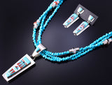 Silver Multistone Zuni Sunface Inlay Necklace & Earring Set Patty Edaakie 4L09C