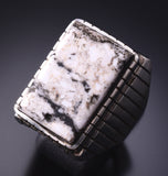 Size 9-3/4 Silver & White Buffalo Turquoise Navajo Ring by Trevor Jack 4M16E