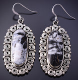 Silver & White Buffalo Turquoise Navajo Earrings by Loretta Delgarito 4H27F