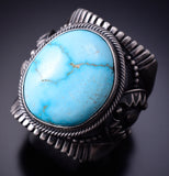 Size 10-3/4 Silver & Golden Hills Turquoise Navajo Ring by Derrick Gordon 4M16H