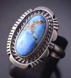 Size 9 Silver & Golden Hills Turquoise Navajo Ring by Thomas Francisco 4M16L