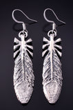 Silver Navajo Tufacast Sacred Eagle Feather Earrings by Gary Custer 4F25W