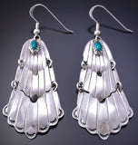 Silver & Turquoise Navajo 3-Tier Moveable Earrings 4K07F