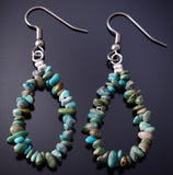 Navajo Handmade Turquoise Nugget Loop Earrings 4H27S