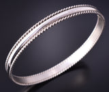 Silver Navajo Handmade Twisted Edge Bangle Bracelet by Nora Tahe 4F25F