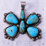 Kingman Turquoise Butterfly Pendant by Eli Skeets - 4L25J