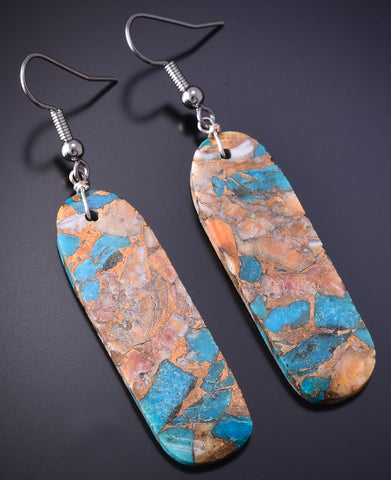 Santo Domingo Turquoise Slab Earrings by Randy Garcia 4J02K