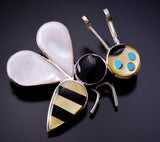 Silver and Mother of Pearl Bumble Bee Pendant/Pin by Angus Ahiyite 4L25Z