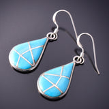 Silver & Turquoise Zuni Inlay Earrings by Laurie Kallestewa 4F04Z