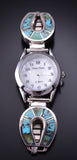 Silver & Turquoise Navajo Inlay Horseshoe Watch by James Manygoats 5B14Z